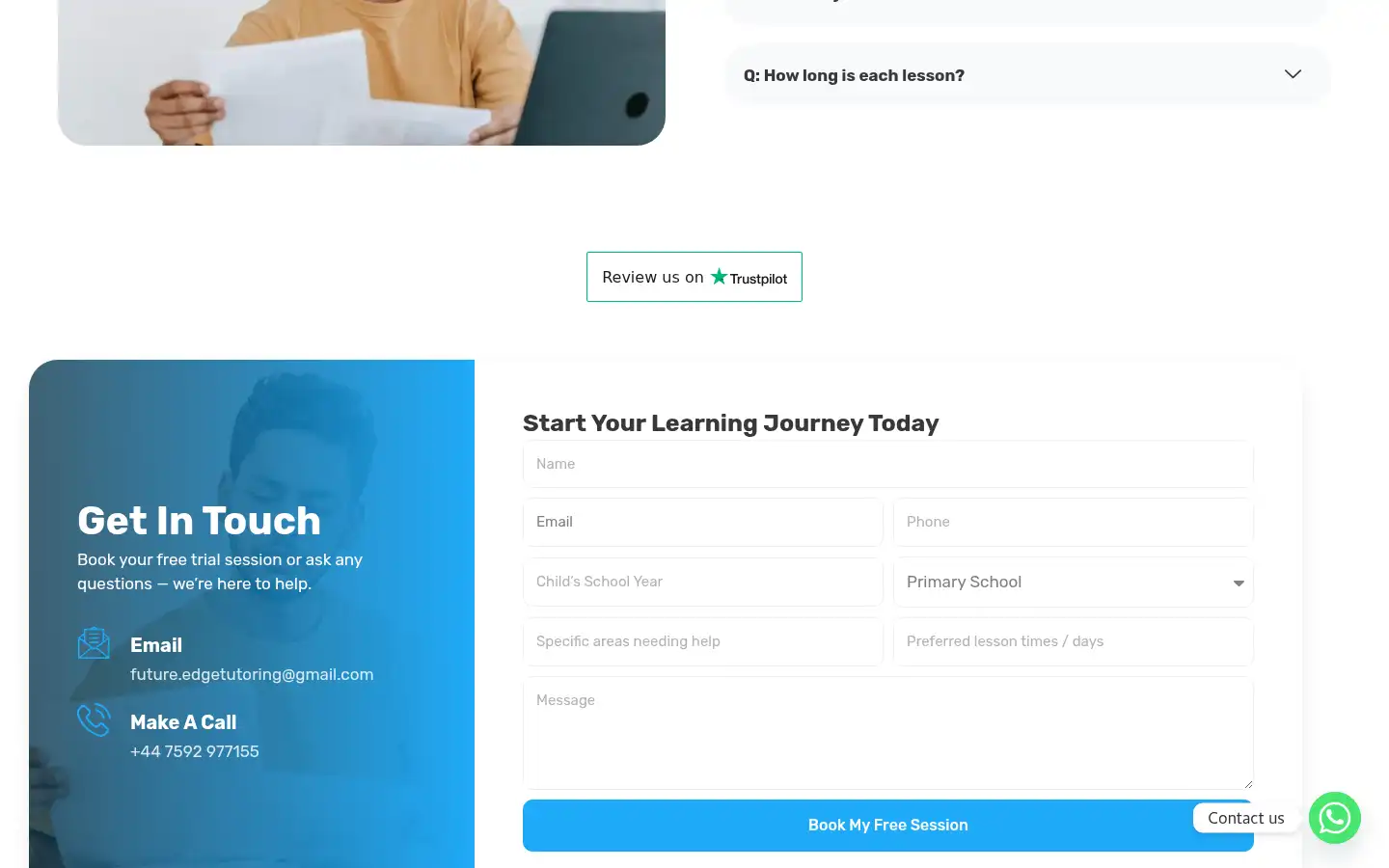 Screenshot of futureedgetutoring.com