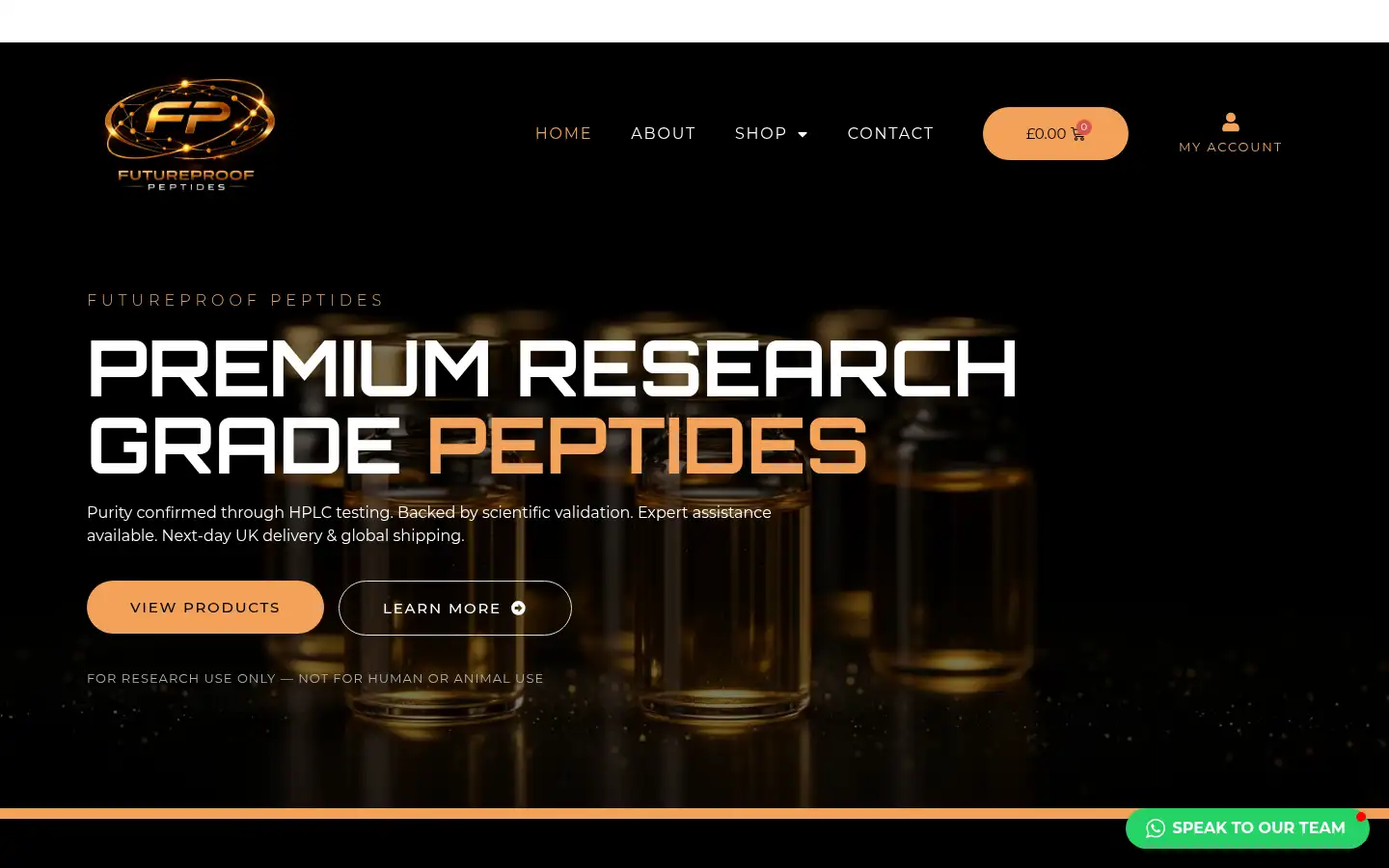 Screenshot of futureproofpeptides.com