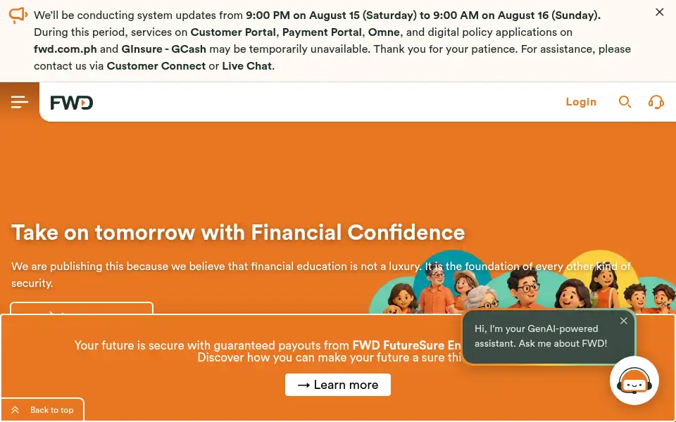 Screenshot of fwd.com.ph