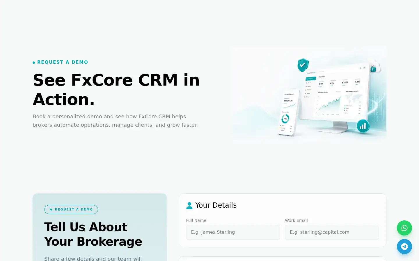 Screenshot of fxcorecrm.com