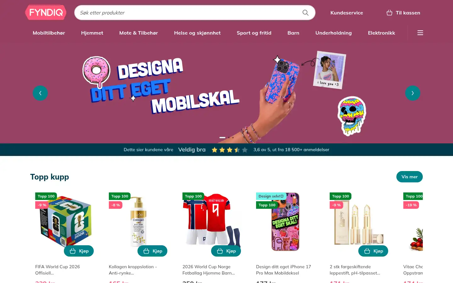 Screenshot of fyndiq.no