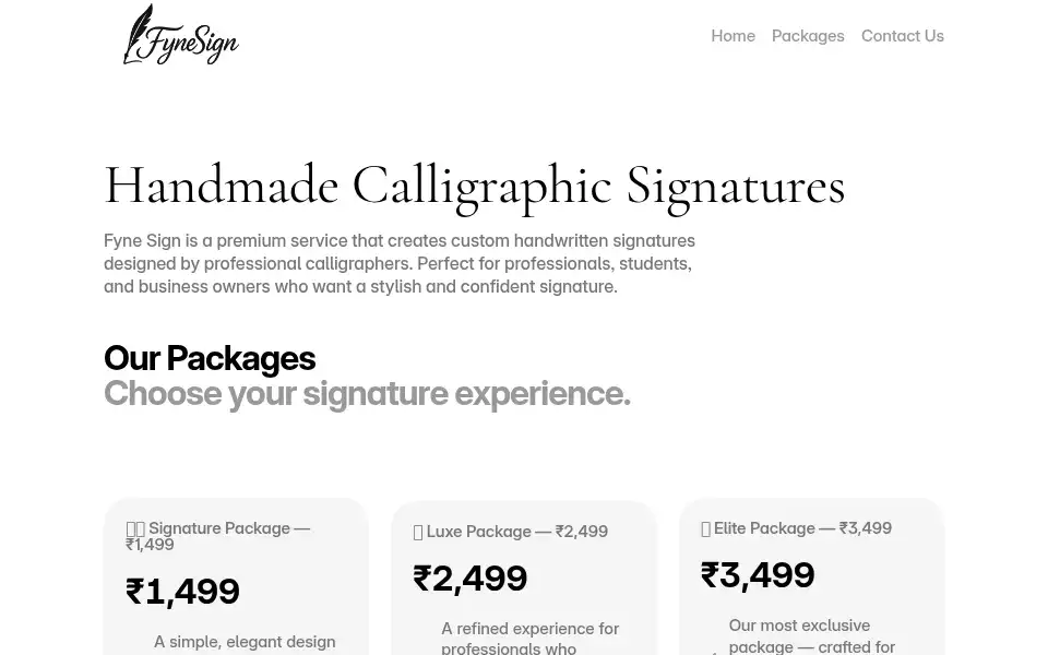Screenshot of fynesign.com