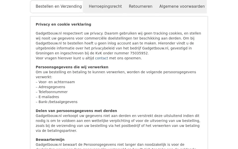 Screenshot of gadgetbouw.nl