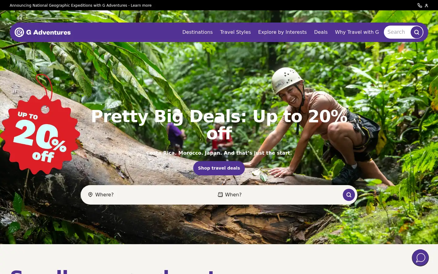 Screenshot of gadventures.com