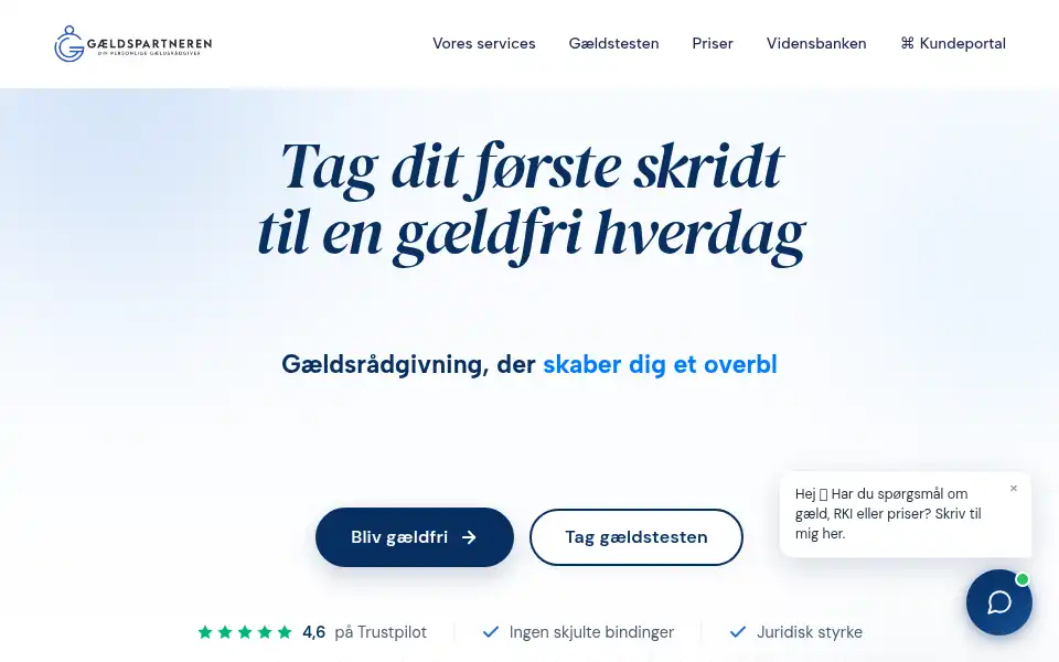 Screenshot of gaeldspartneren.dk