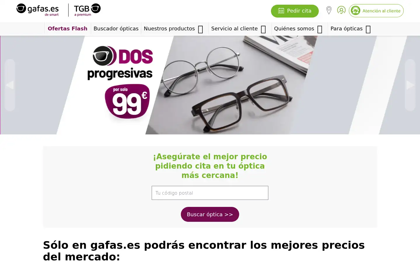 Screenshot of gafas.es