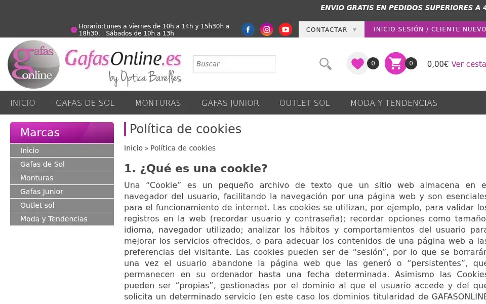 Screenshot of gafasonline.es