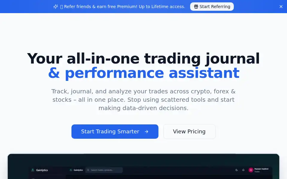 Screenshot of gainlytics.io