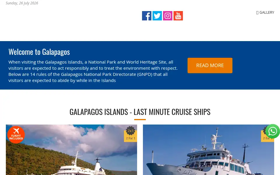 Screenshot of galapagostourcruises.com
