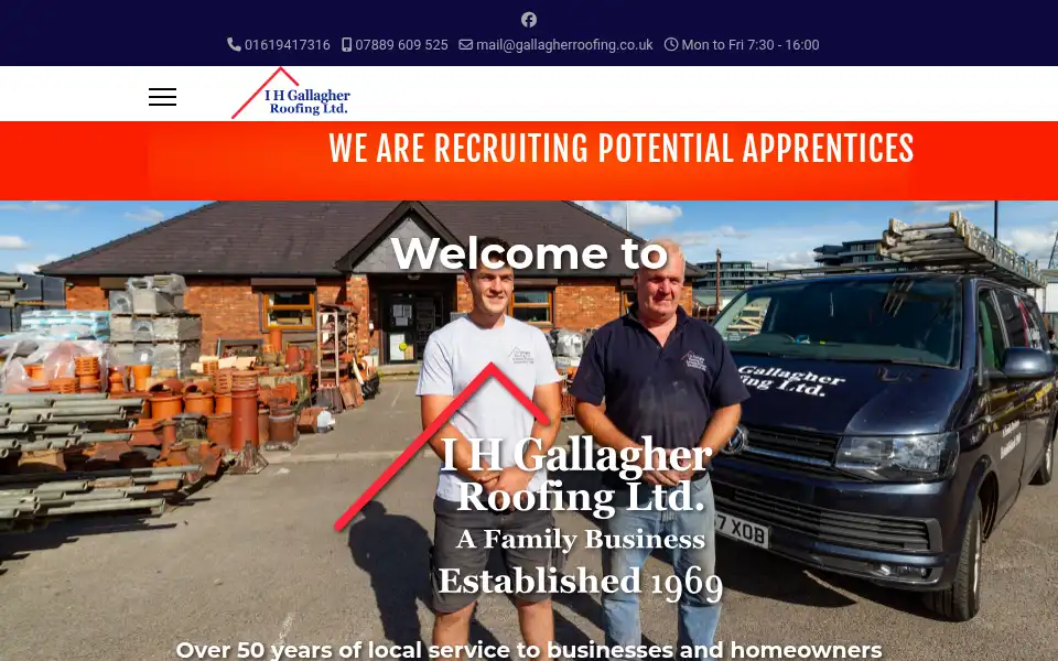 Screenshot of gallagherroofing.co.uk