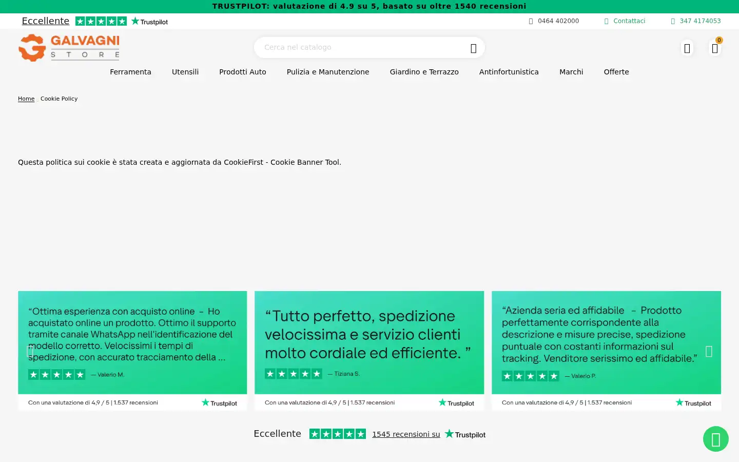 Screenshot of galvagnistore.it