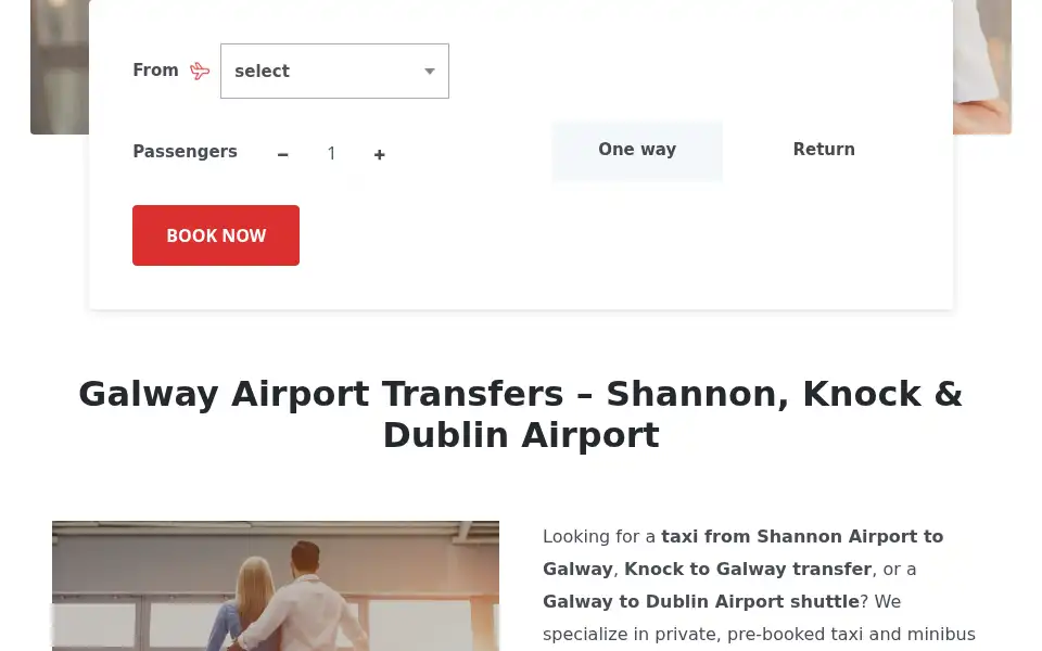 Screenshot of galwayshuttle.com