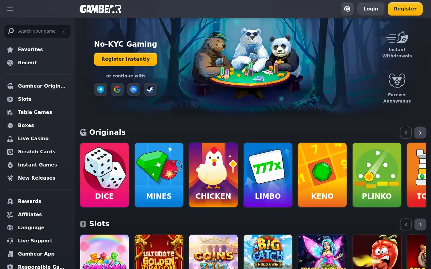 Screenshot of gambear.com