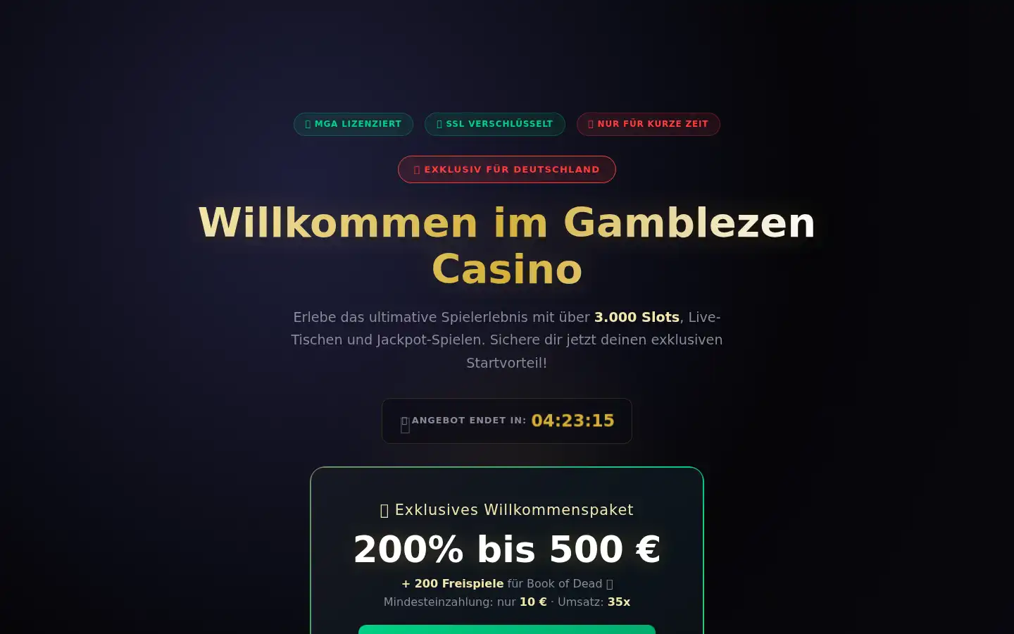 Screenshot of gamblezen-casino.site