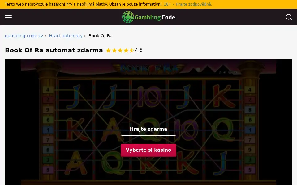 Screenshot of gambling-code.cz