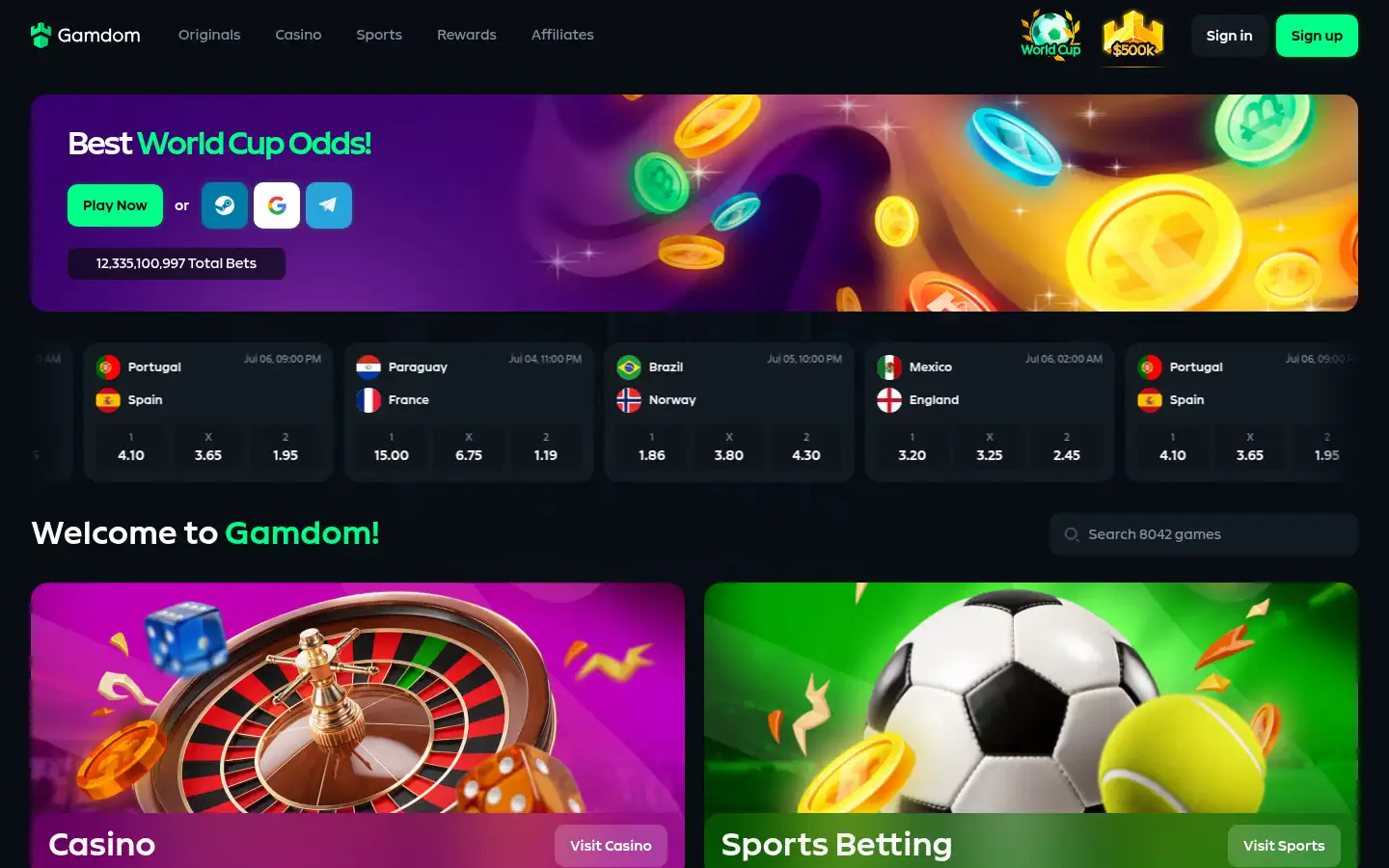 Screenshot of gamdom.com