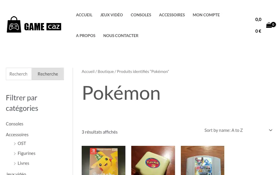 Screenshot of gamecaz.fr