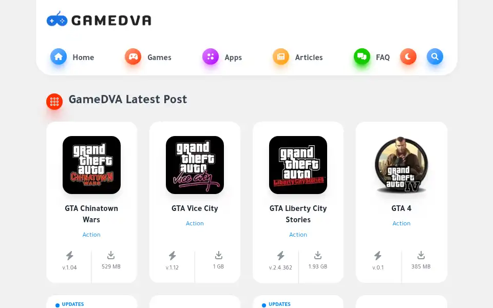Screenshot of gamedvaa.com