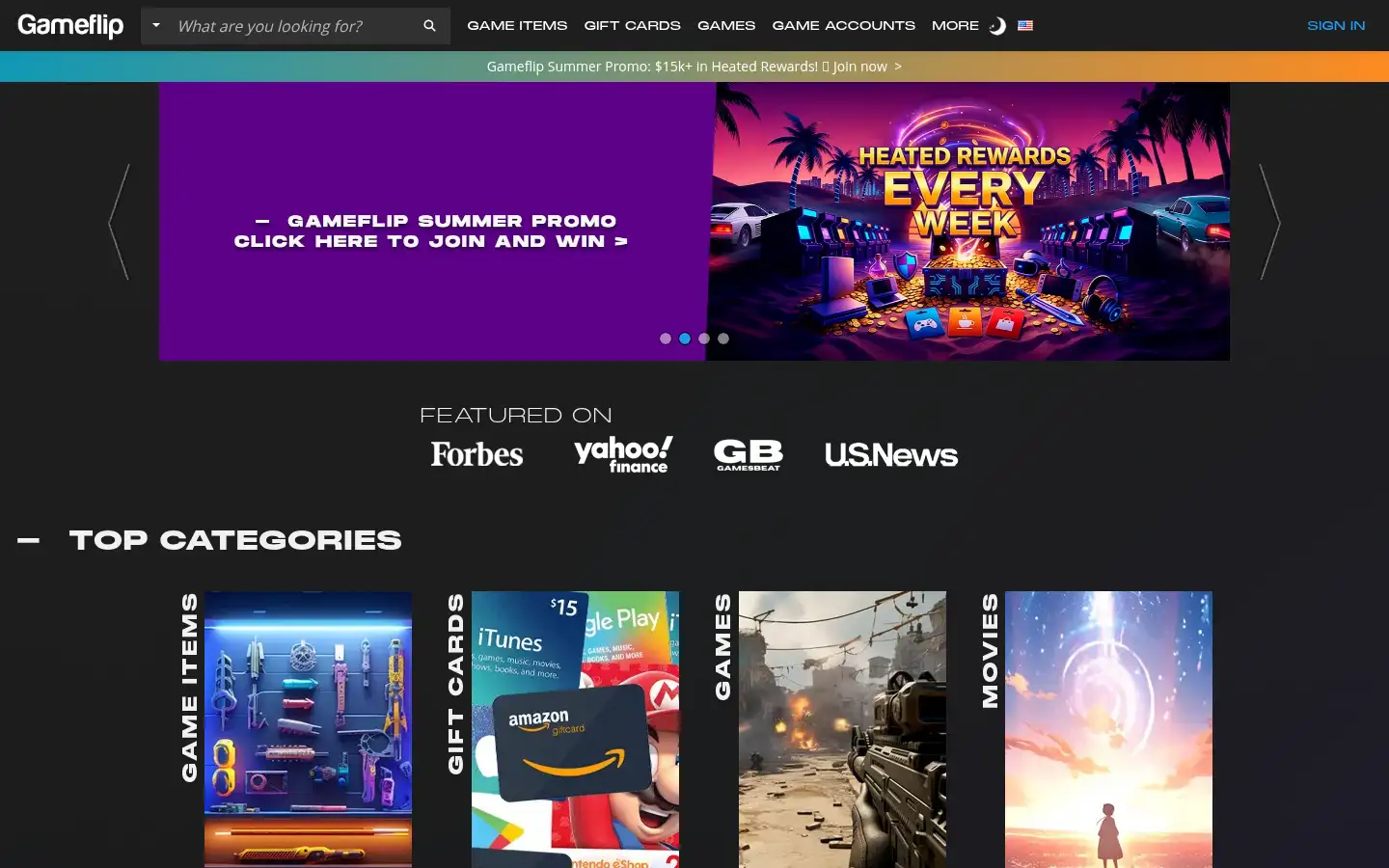 Screenshot of gameflip.com