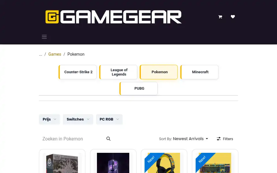 Screenshot of gamegear.be