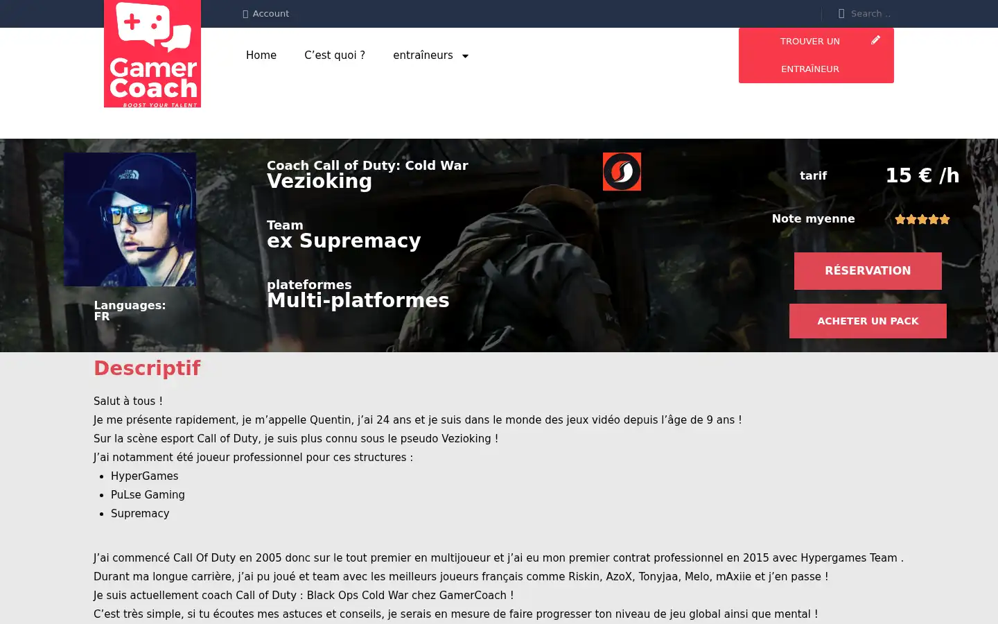 Screenshot of gamercoach.com
