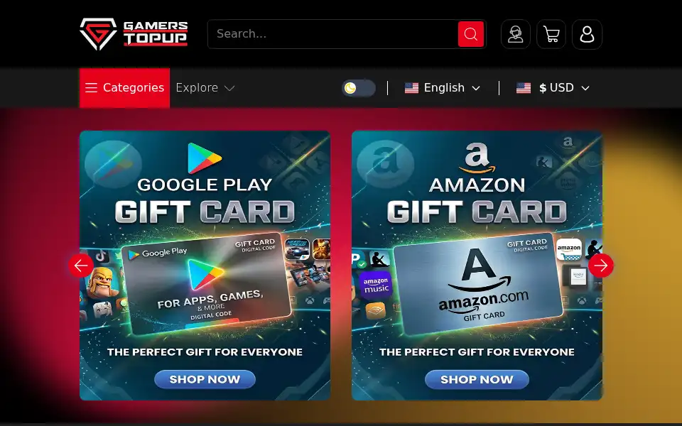 Screenshot of gamerstopup.com