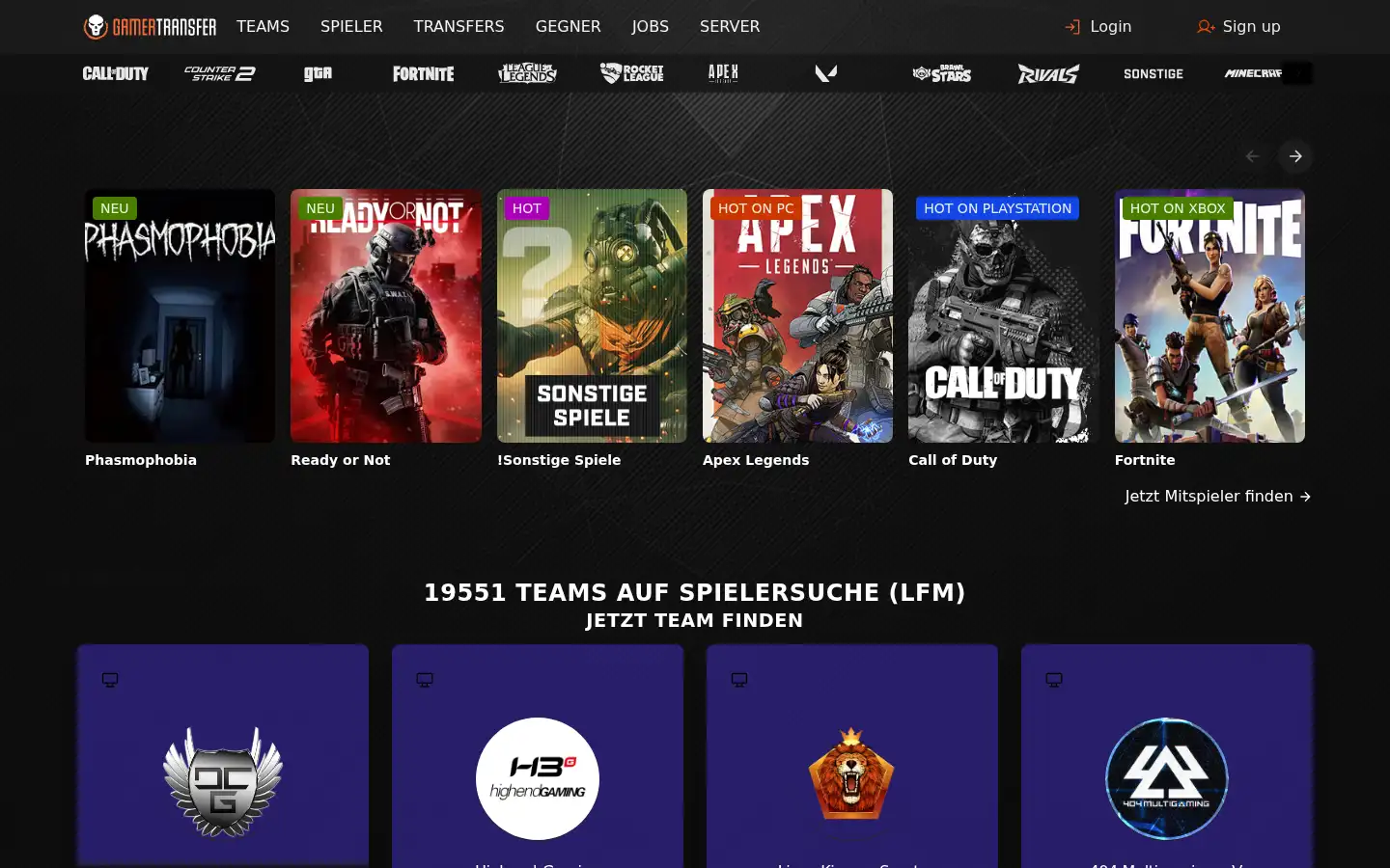 Screenshot of gamertransfer.com