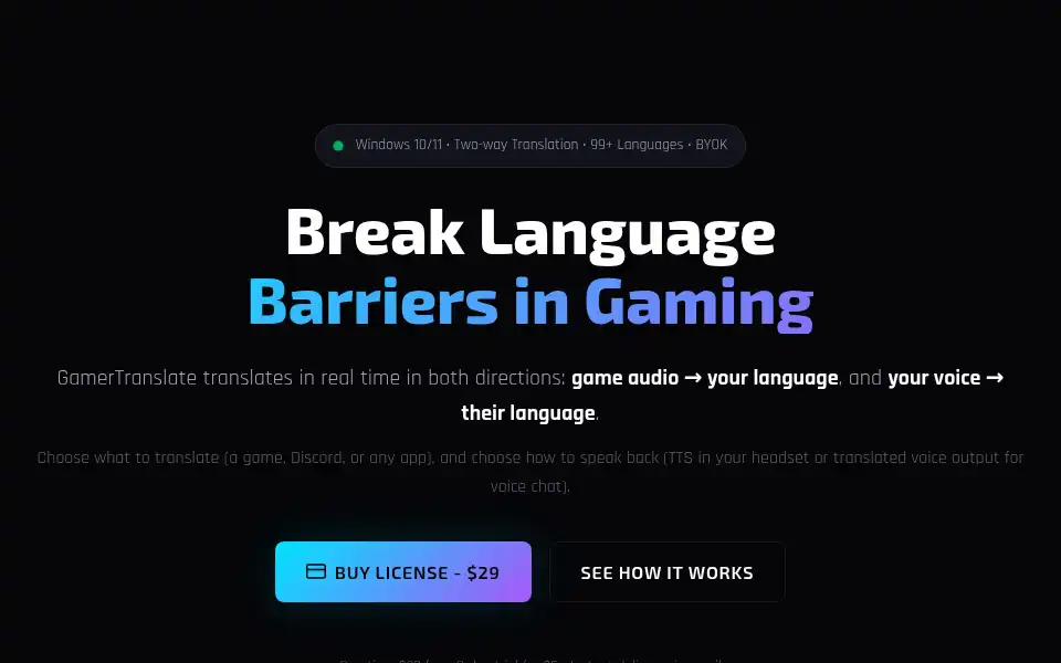 Screenshot of gamertranslate.com