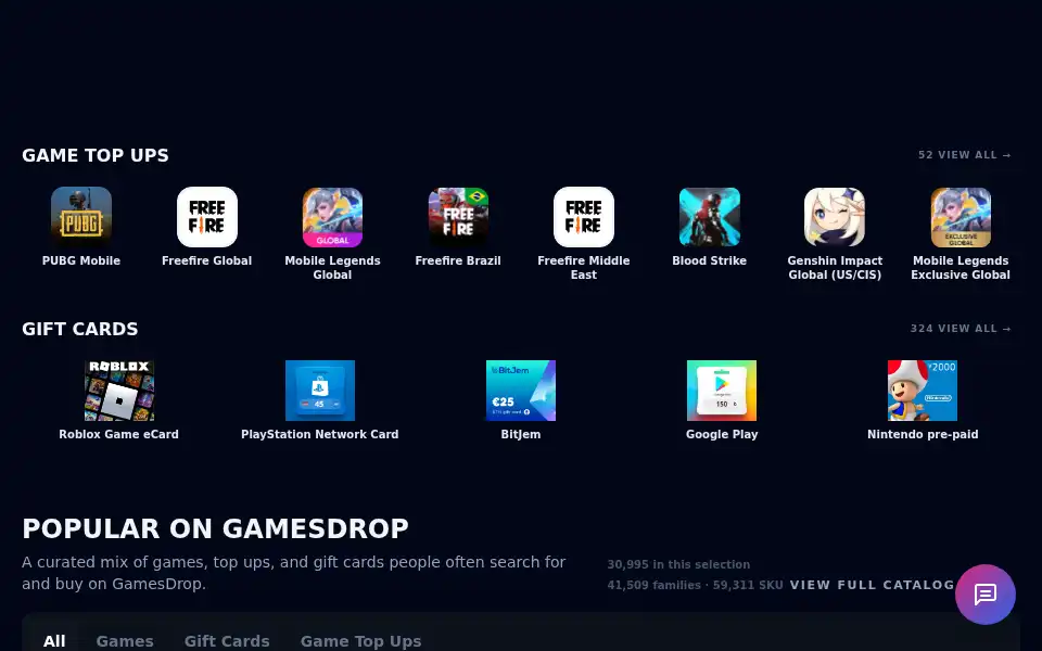 Screenshot of gamesdrop.io
