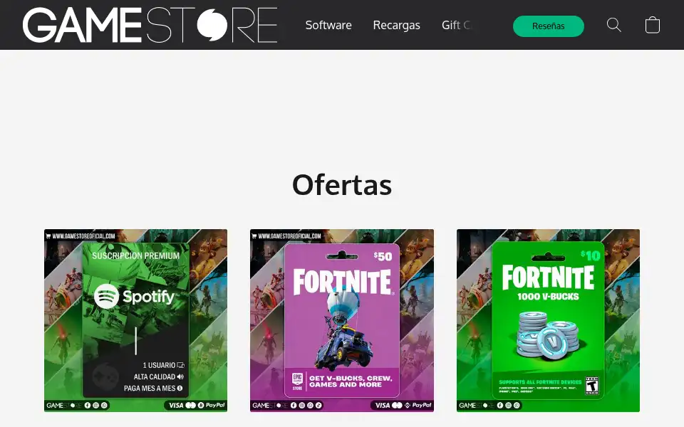 Screenshot of gamestoreoficial.com