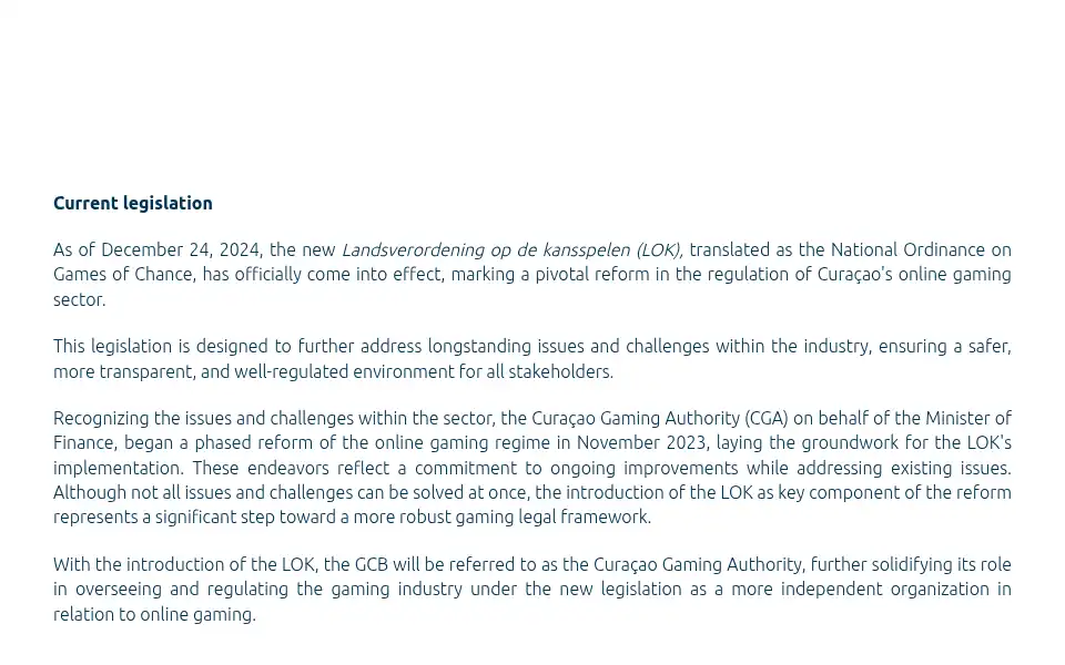 Screenshot of gamingcontrolcuracao.org
