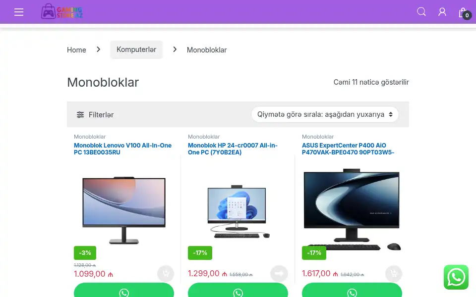 Screenshot of gamingstore.az