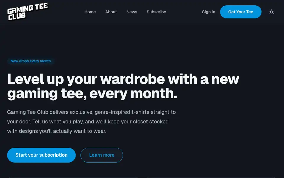 Screenshot of gamingteeclub.com