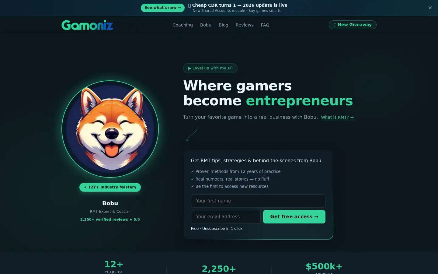 Screenshot of gamoniz.com