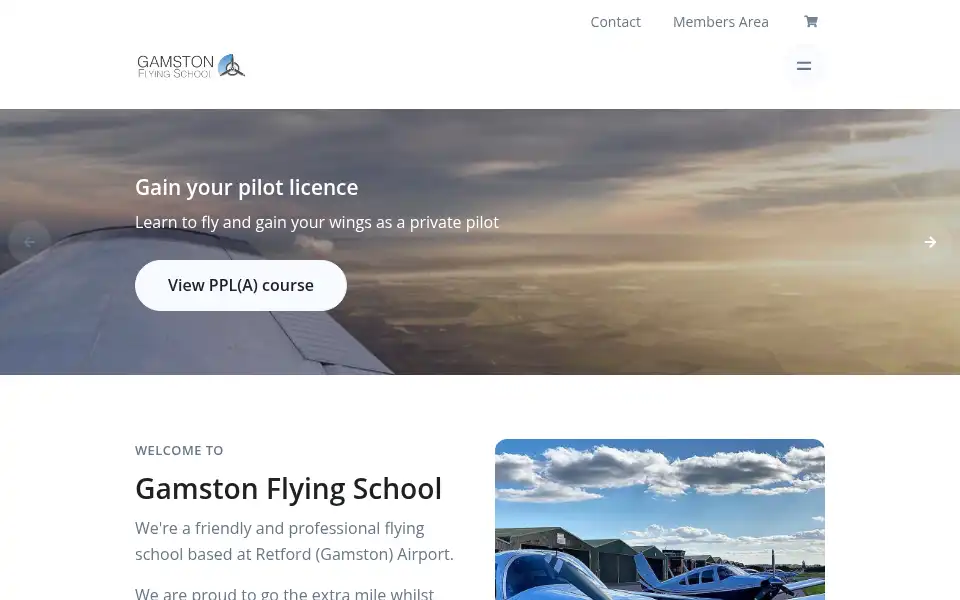 Screenshot of gamstonflyingschool.co.uk