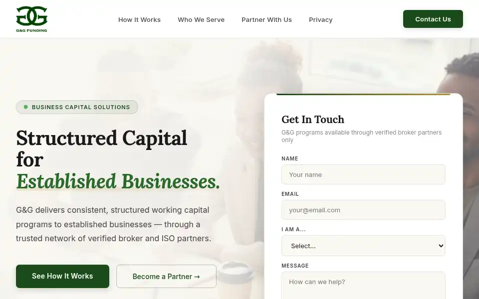 Screenshot of gandgfunding.com