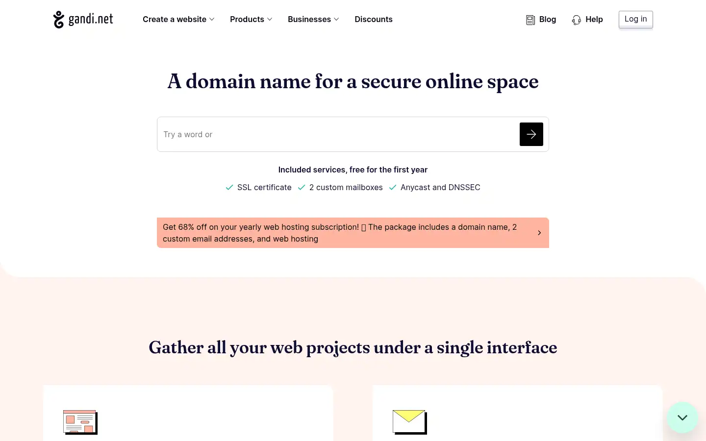 Screenshot of gandi.net