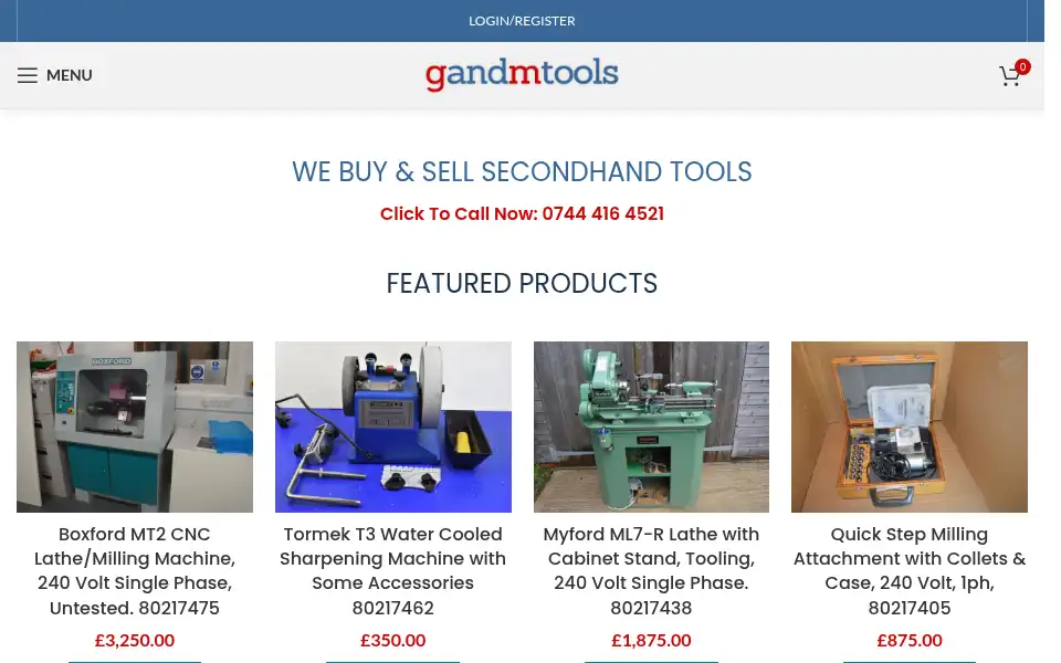 Screenshot of gandmtools.co.uk