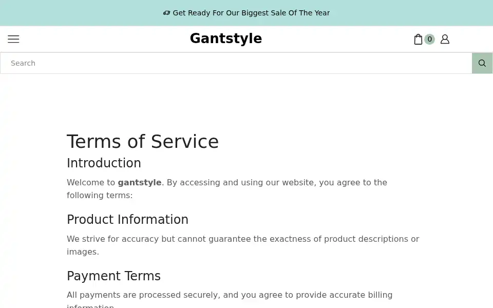 Screenshot of gantstyle.com