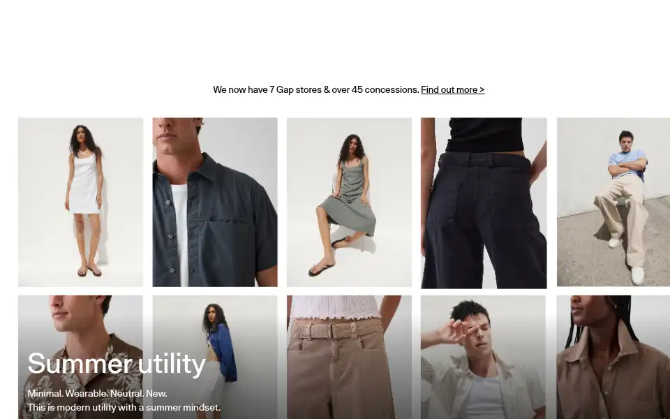 Screenshot of gap.co.uk