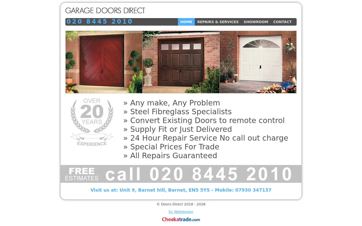 Screenshot of garagedoorsdirectuk.co.uk