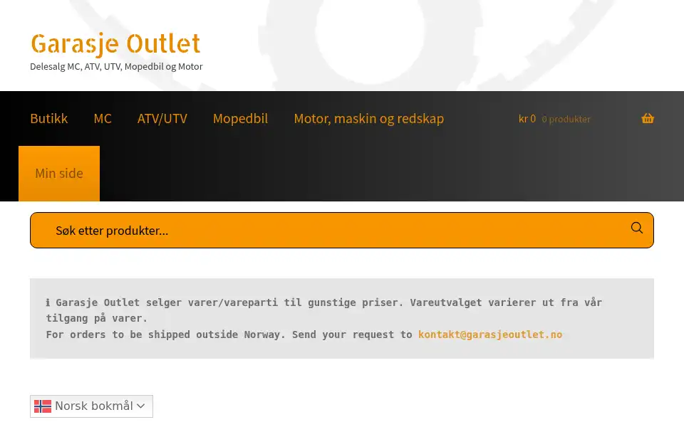 Screenshot of garasjeoutlet.no