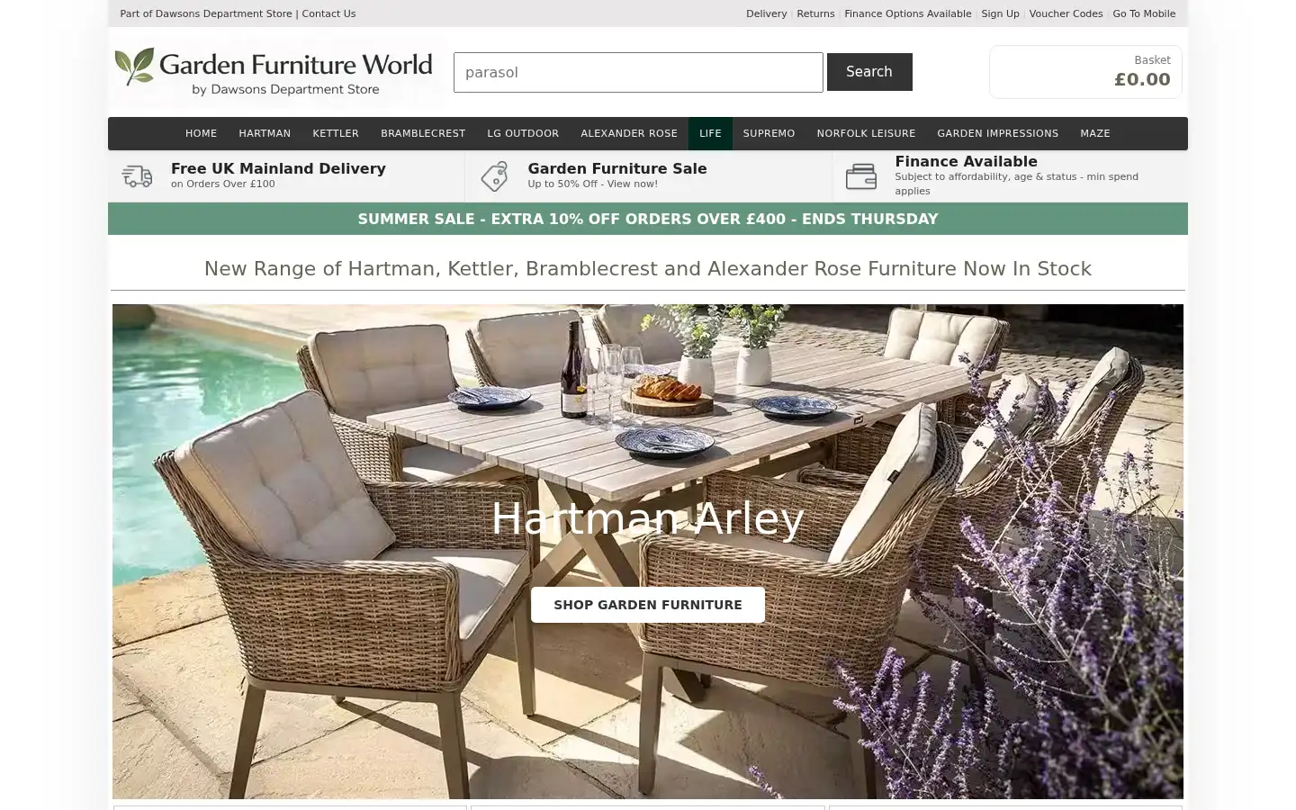 Screenshot of gardenfurnitureworld.co.uk