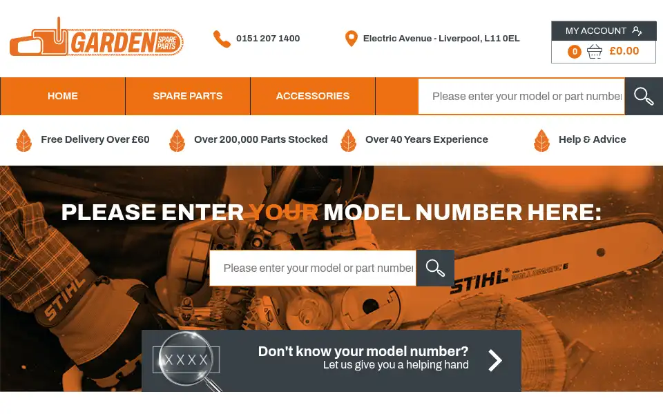 Screenshot of gardenspareparts.co.uk