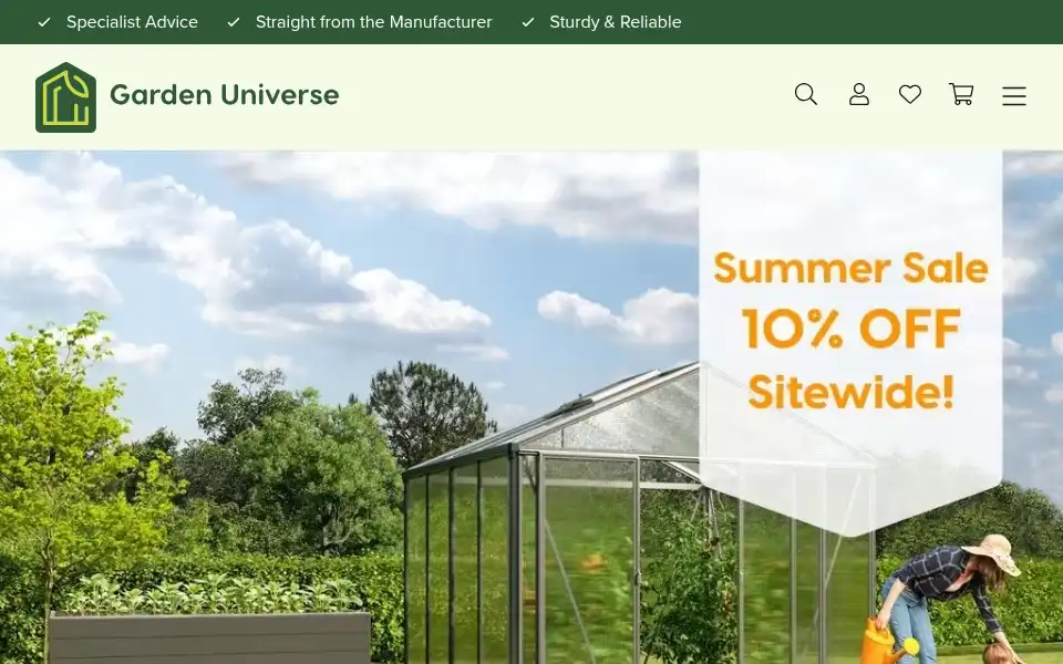 Screenshot of gardenuniverse.com