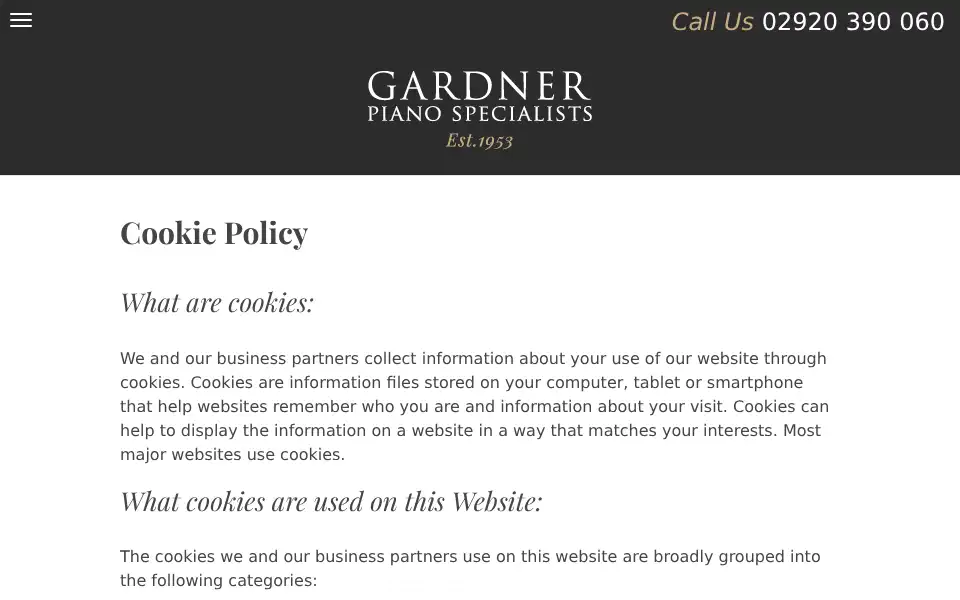 Screenshot of gardnerpianos.co.uk