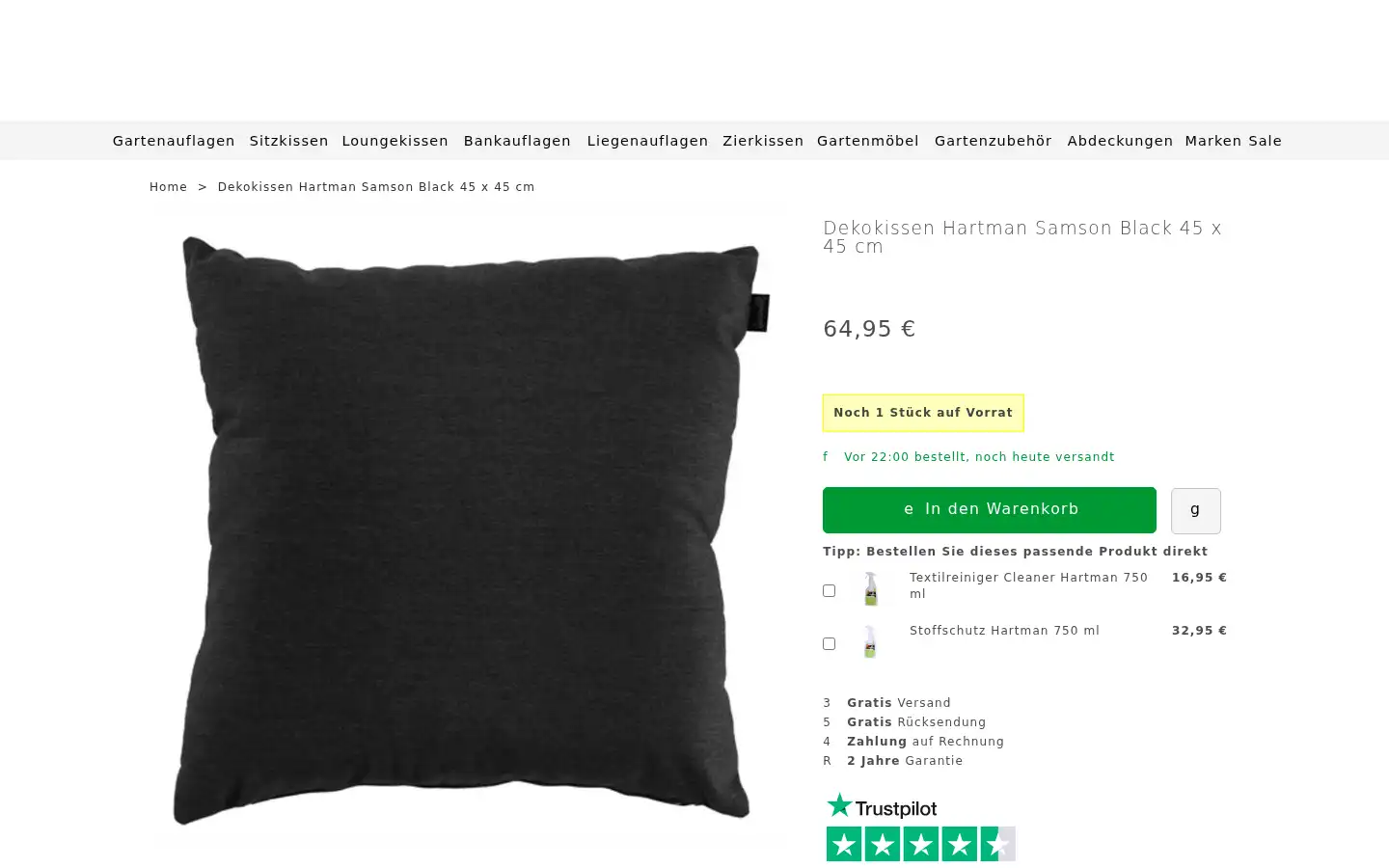 Screenshot of gartenauflagenstore.de