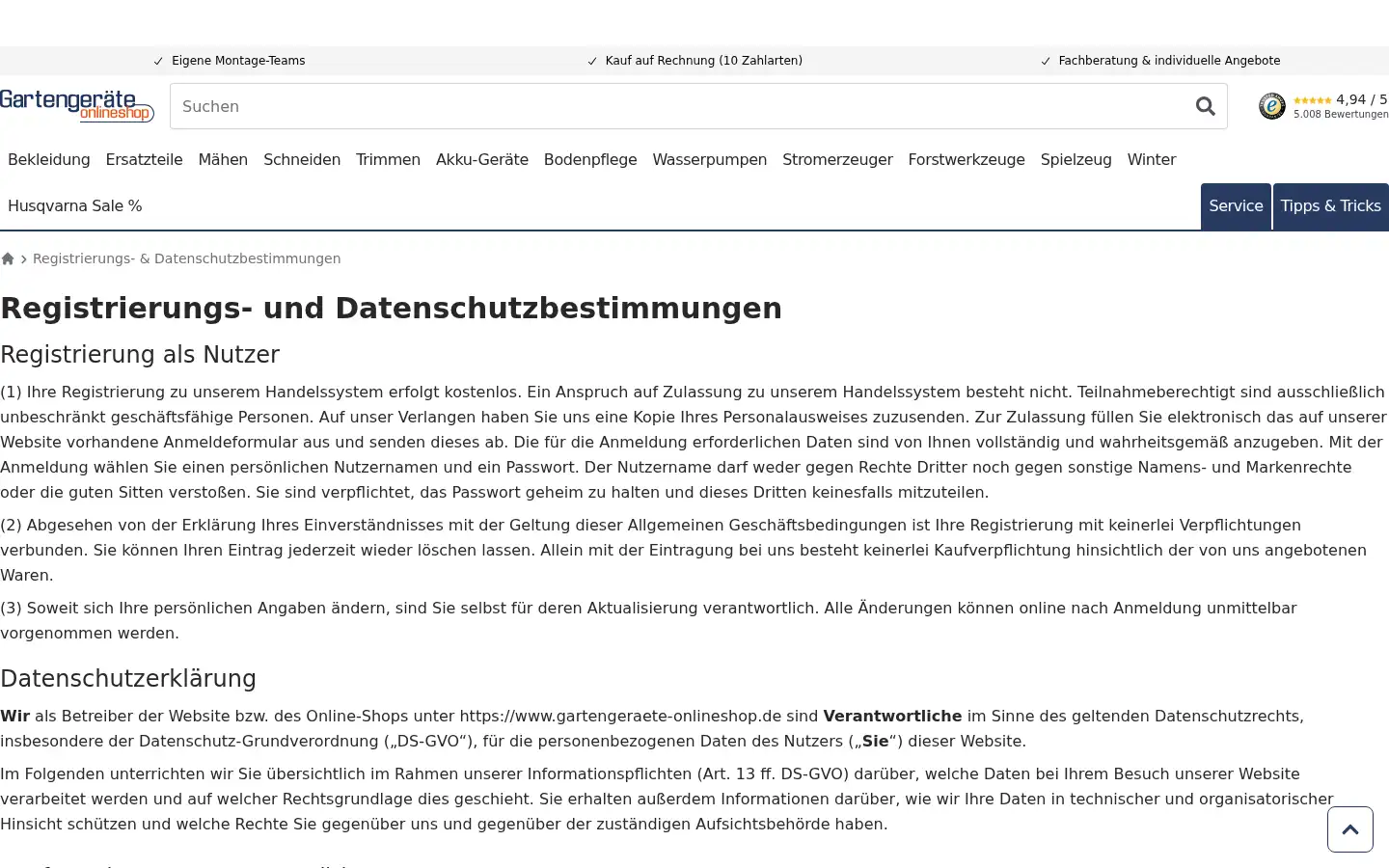 Screenshot of gartengeraete-onlineshop.de