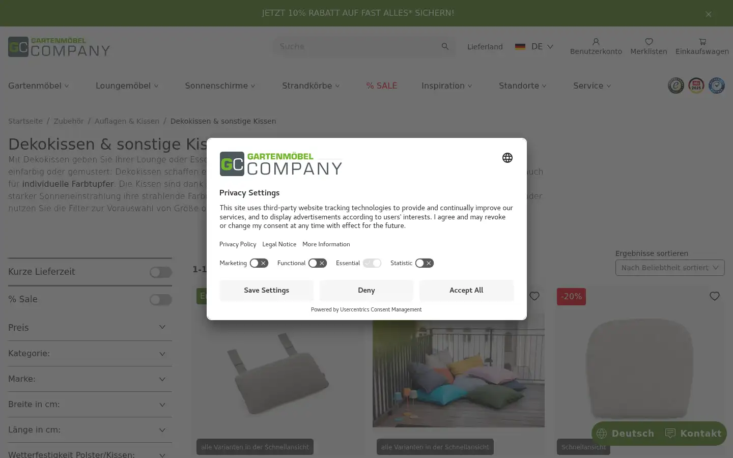 Screenshot of gartenmoebelcompany.de