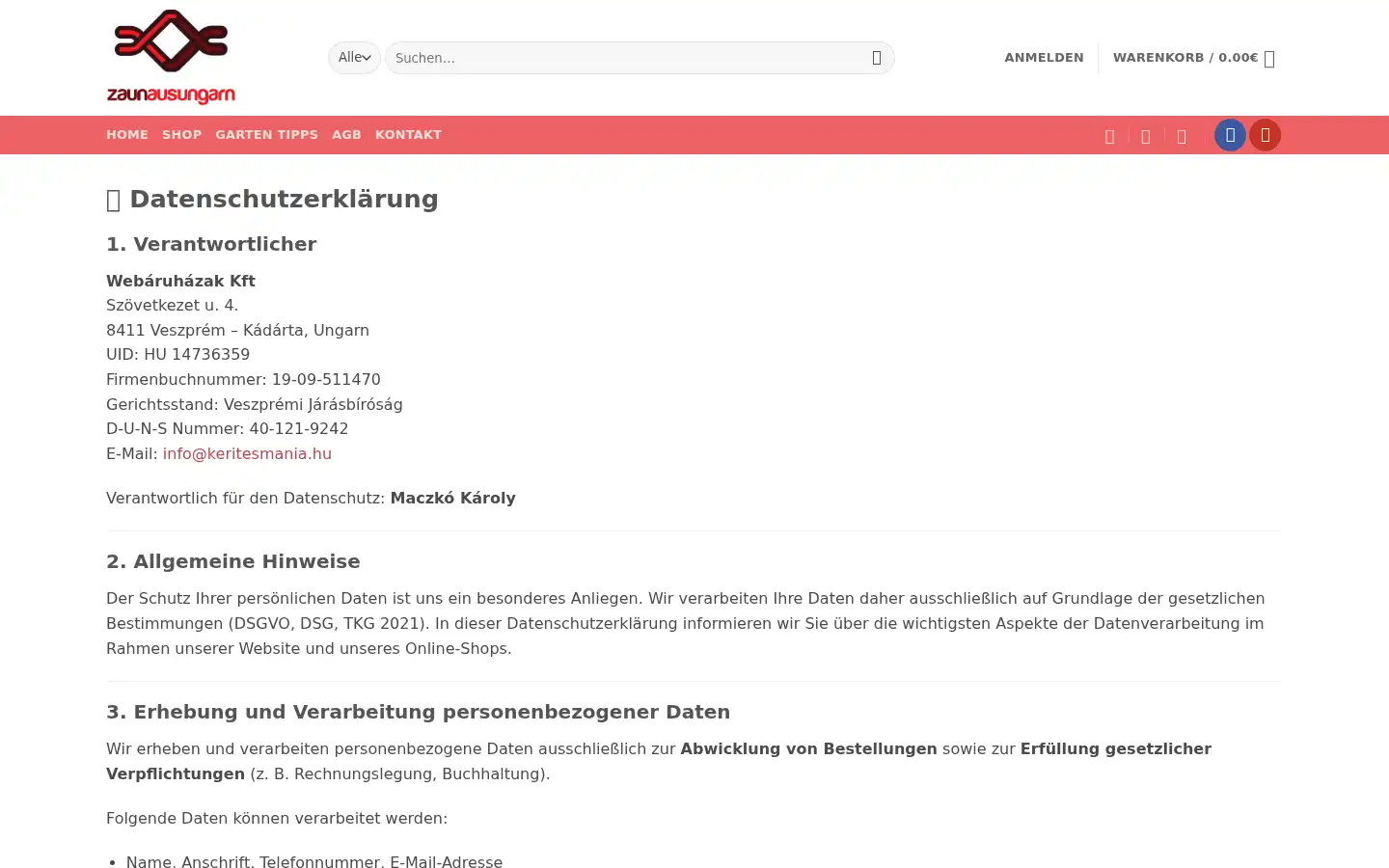 Screenshot of gartenwebshop.at